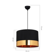 Lampe à suspension Alfina en tissu noir avec bande dorée ASZ1665
