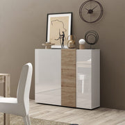 Buffet Sabry 2 portes chêne Kadiz blanc brillant