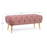 Banc de meuble pouf rose avec pieds 103 x46x40h cm