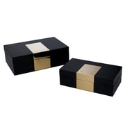 Boîte en bois rectangulaire noire 1-2 cm31x20h10