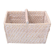 Panier de rangement rectangulaire en rotin algarve blanc cm26x21h15