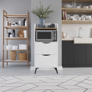 Meuble polyvalent avec tiroirs blancs et étagère chêne L 60 x P 36 x H 136 cm