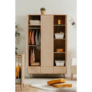 Armoire Bali 60B avec 3 portes et 3 tiroirs effet cannage