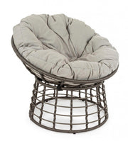 Extérieur pour fibre de fibre extérieure fibre grise avec coussin de diamètre molly 69x92x H78 cm