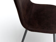 Chaise vintage en similicuir et assise moka 44x50x84h cm