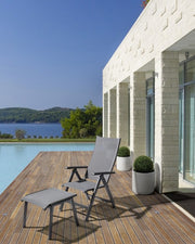 Repose-pieds de salon de jardin en aluminium anthracite Cruise 53 x 51 x 44 cm