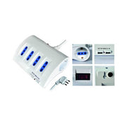 Multiprise avec interrupteur, 8 prises Schuko, bypass et USB, prise 16A
