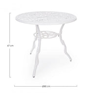 Table Victoria ronde blanche en aluminium D80 cm