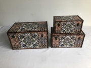 Coffre en éco-cuir 1-3 mandala rectangulairecm59x36h33