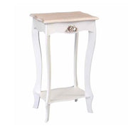 Table de chevet blanc et jambes beige 1 étagère 40x30xh.70 cm
