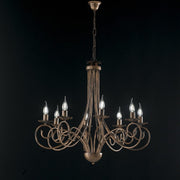 Suspension lustre en fer Noir DECO Cuivre huit lumières 67x h68 cm