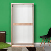 Armoire SWD4362024 avec portemanteau et portes coulissantes blanches et chêne