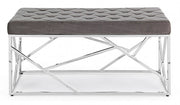 Banc Rayan en velours gris 97x44 cm