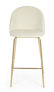 2x Tabouret de bar carry style ambiance velours blanc