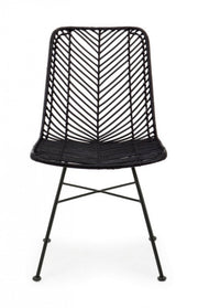 Chaise Lorena Black entrelacée dans le rotin