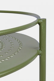 Chariot porte-bouteilles en acier vert