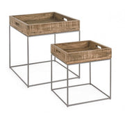 Set de 2 tables basses en bois de style industriel