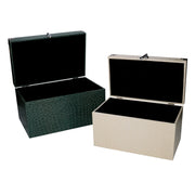 Boîte en bois 1-2 recouverte de cuir écologique rectangulaire cm35x22h20