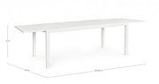 Table extensible Hilde 200/300x100 cm en aluminium blanc