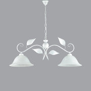 Chandelier de suspension en fer blanc en argent deux lumières 93x H34 cm