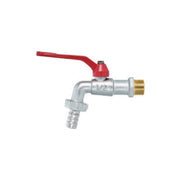 Robinet à bille avec support tuyau et levier rouge 1/2