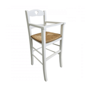 Chaise haute enfant 708 en bois blanc et assise paille