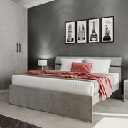 Lit double pour chambre, gris béton, cm 200x171xH 98