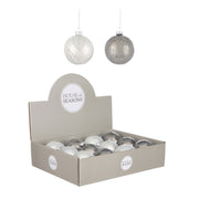 Boule de Noël en verre Blanc Gris assorti 8 cm pc 1