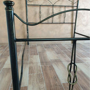 Lit double en fer forgé avec pied de lit en or noir PRIMULA 130x202x h127cm