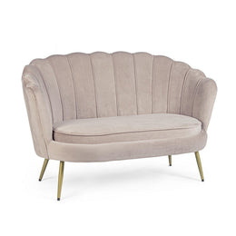 Canapé 2 places effet velours gris clair Giliola