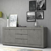 Buffet 2 portes et 3 tiroirs Ocean beton gris 210x45xh.85 cm