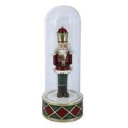 Soldat en résine dans une cloche en verre rouge 10x10h26 cm