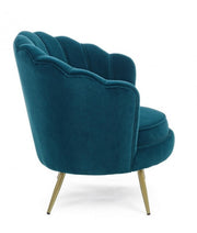 Fauteuil rétro vintage en velours bleu canard cm 80 x 76 x84 h