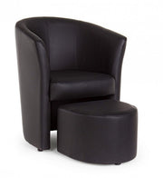 Fauteuil en simili cuir avec pouf amovible noir RITA 64,5x 59,5x h78 cm