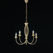 Lustre fer décapé ivoire cinq lumières 55x h53 cm