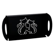 Plateau métal chat noir rectangulairecm41x20h5