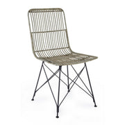 Chaise de style contemporain en acier et kubu Gris LUCILA 45x55x h85 cm