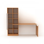 Bureau avec bibliothèque en couleur en bambou avec porte blanche