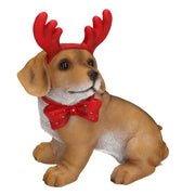 Chien en résine avec cornes et arc 17x10h17 cm