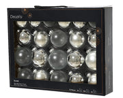 Boule de Noël en verre brillant mat transparent, couleur argent mélangée, ø 7cm