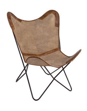 Fauteuil en cuir beige Eaton