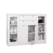 Buffet mobile avec vitrine 4 portes 2 tiroirs blanc 160x40xh.120cm