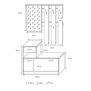 Armoire d'entrée blanche et béton 100x25xh.180 cm