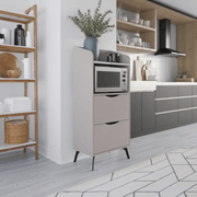 Armoire polyvalente Gorki avec tiroirs moka clair et étagère Carrara blanche