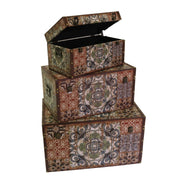 Coffre en éco-cuir 1-3 mandala rectangulairecm59x36h33