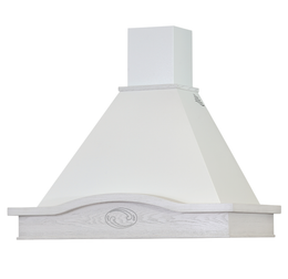 Hotte aspirante LUCREZIA en inox blanc et structure en bois couleur frêne de 90 cm