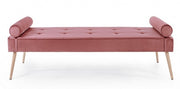 Banc pieds or rose design velours vieux rose