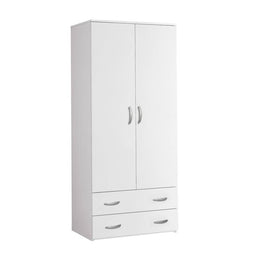 Armoire de chambre avec 2 portes et 2 tiroirs en frêne blanc Cm 90x60xH 180