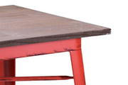 Table en fer Bristol avec plateau en bois rouge