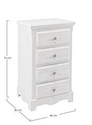 Commode 4 tiroirs en bois blanc de style classique